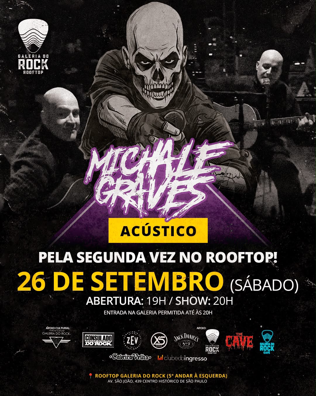 Michale Graves acústico no Rooftop Galeria do Rock