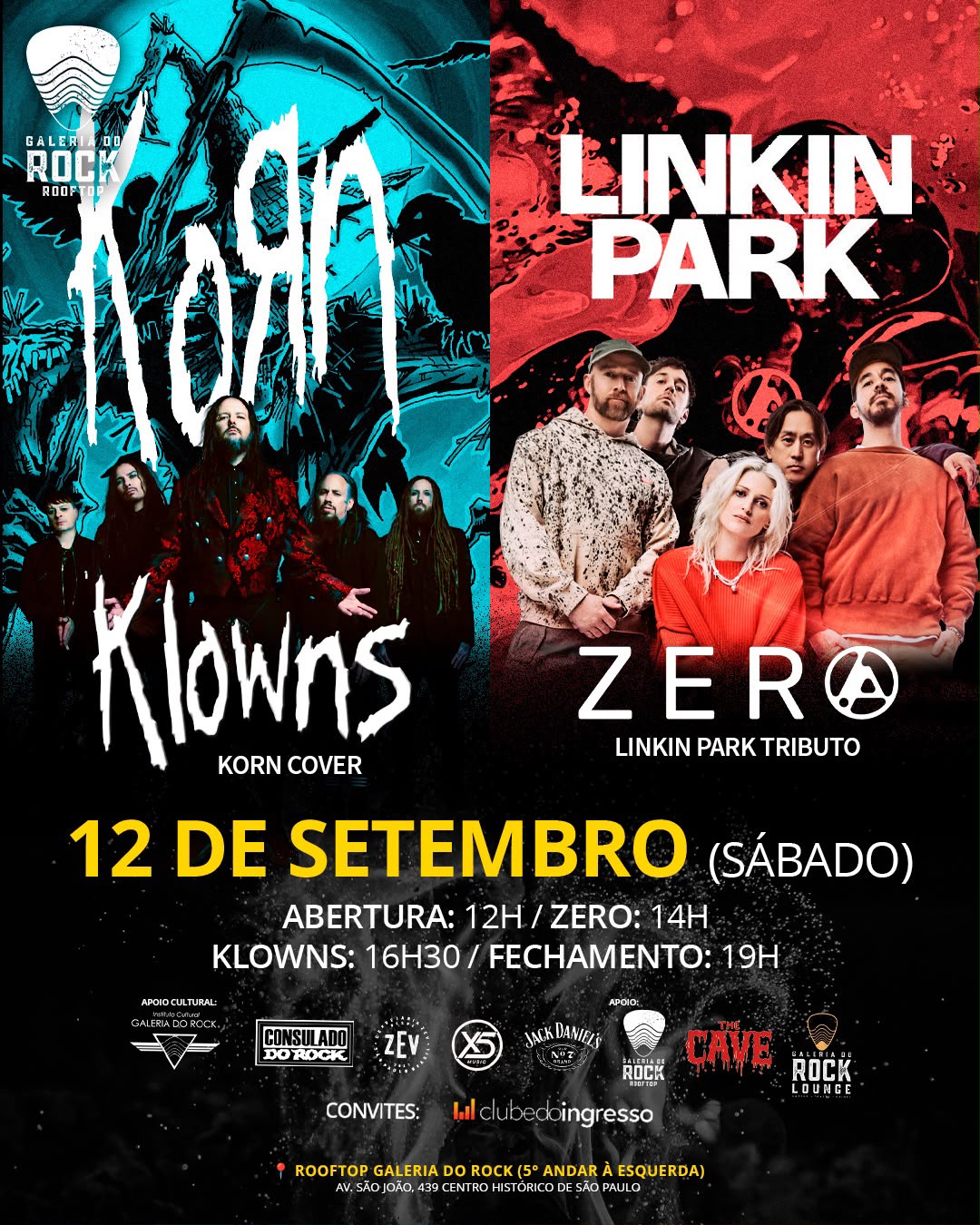 Linkin Park e Korn em tributo no Rooftop Galeria do Rock