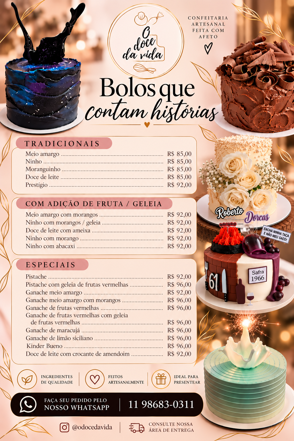 Prévia do cardápio O Doce da Vida